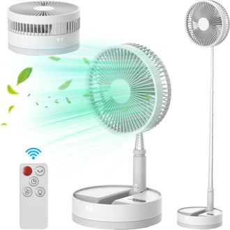 OEM Ventilador De Pedestal Oscilante, Bater&iacute;a Usb-c De 10.800 Mah, Luz Nocturna Led, Control Remoto, 4 Velocidades, (23 Cm)