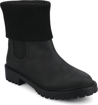 Journee Collection Journee Womens Isabeau Medium and Wide Width Knit Collar Chelsea Boots