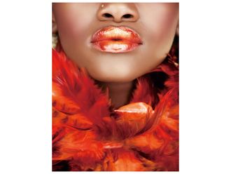 Schubiger M&ouml;bel Digitaldruck auf Glas Sch&ouml;nheit mit Roter Federboa