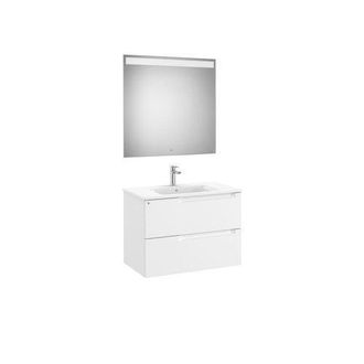 Roca Mueble Lavabo Centrado 800mm Aleyda 2 Cajones + Espejo Blanco Mate