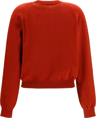 Ferragamo Womens Crewneck Sweater With Cut-Out Detail Brick