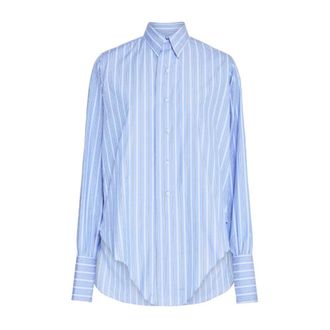 Maison Margiela Shirts, female, Blue, Size: XS Striped Cotton Poplin Shirt