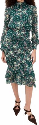 Saloni Isa Ruffle Dress In Opaline Vert