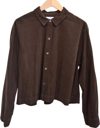 Velvet Womens Joelle Cropped Button Up Top In Bark