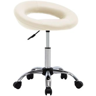 vidaXL vidaXL Sedia da Lavoro con Ruote Crema in Similpelle