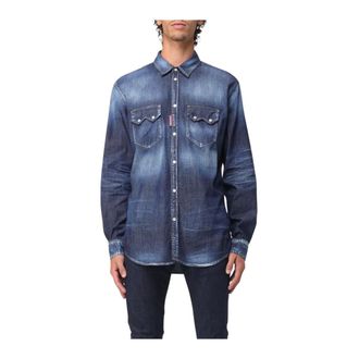 Dsquared2 Denim Shirts, male, Blue, Size: 2XL Denim Western Shirt
