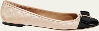 Ferragamo Varina Quilted Bow Ballerina Flats