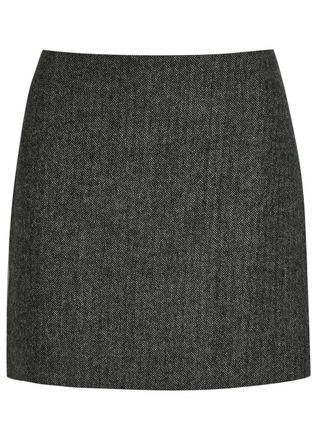 Blaz&eacute; Milano Coci Herringbone Wool-blend Mini Skirt - Black - 00 (UK4 / Xxs)