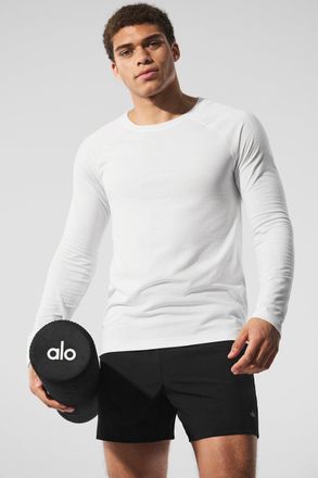 Alo | Triumph Long Sleeve T-Shirt in White, Size: Medium