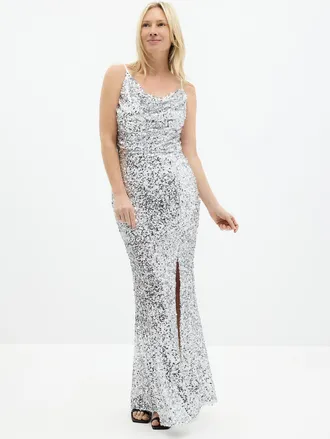 Contemporaine Womens Long fitted sequined dress