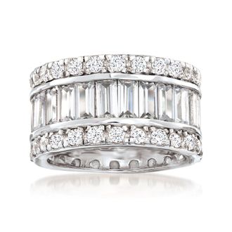 Ross-Simons Baguette and Round CZ Eternity Band in Sterling Silver
