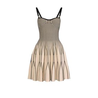 Elisabetta Franchi Short Dresses, female, Beige, Size: L Two-tone Knit Dress