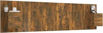 Berkfield Home Classic Bed Headboard with Cabinets Smoked Oak Engineered Wood in Brown