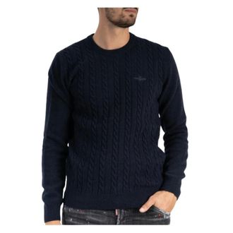 Aeronautica Sweatshirts, male, Blue, XL, Twisted Round Neck Jumper