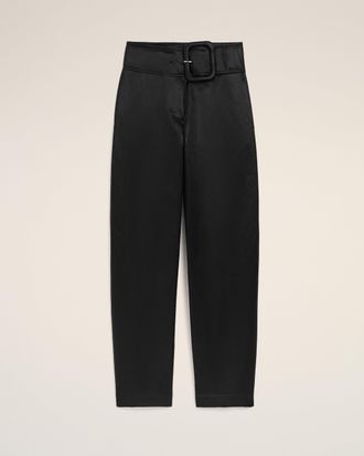 Ami Black Satin Buckled Belt Trousers Black - 34 - for Women