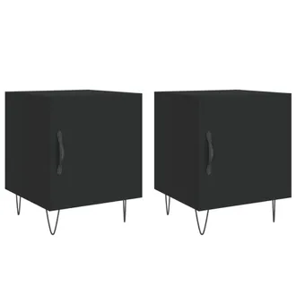 vidaXL Vidaxl - Mesitas De Noche 2 Uds Madera De Ingenier&iacute;a Negro 40x40x50 Cm