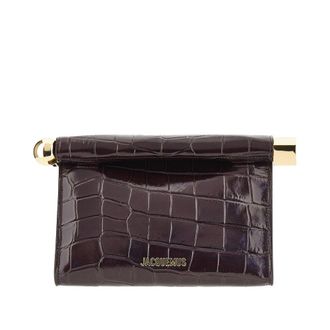 Jacquemus Rond Carr&eacute; croco-embossed leather clutch Woman One Size