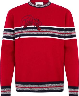 Iceberg Trui met ronde hals - Heren - Truien - Rood - Maat: XL Wol