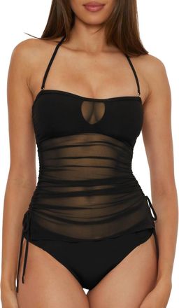 BECCA by Rebecca Virtue Bandeau Tankini Pull On Swimsuit Top In Black