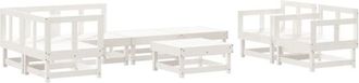 vidaXL Juego De Muebles De Jard&iacute;n 8 Piezas Madera Maciza Pino Blanco Vidaxl