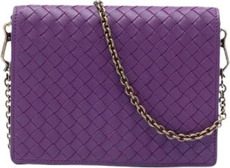 Bottega Veneta Pre-owned Clutches, female, Purple, Size: ONE SIZE Pre-owned Wallet on Chain