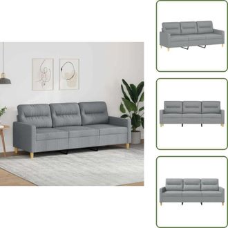 vidaXL Divano per casa - vidaXL Divano a 3 Posti Grigio Chiaro 180 cm in Tessuto - Divano in poliestere