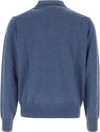 Vivienne Westwood Mens Air Force Blue Wool Mark Polo Shirt Aw26denimblue Exterior: Maglie Sweater