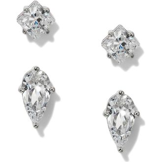 Nadri Lucia Duo Set of 2 Stud Earrings in Rhodium at Nordstrom