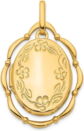 Diamond2Deal 14k Yellow Gold Dancing Floral 24mm Oval Locket Pendant Pendant