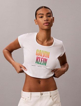 Calvin Klein Smal stretch T-shirt met logo - Pride