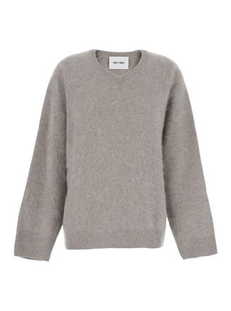 Soft Goat Grey Sweater With Round Neck And Brushed Effect In Cashmere Woman