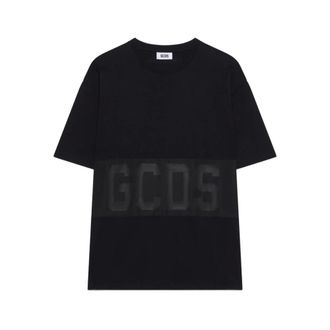 GCDS T-Shirts, male, Black, Size: S Logo Detail Crew Neck Short Sleeve T-shirt