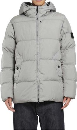 Stone Island Crinkle Reps R-Ny Jas - Heren - Gewatteerde jassen - Grijs - XL - Leer - Jassen