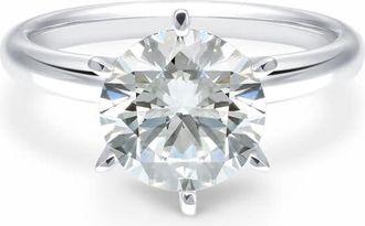 Grown Brilliance 3 Carat Round Lab Grown Solitaire Diamond Engagement Ring in 14K White Gold, I-J Color, VSSI Clarity, Gift Box Included