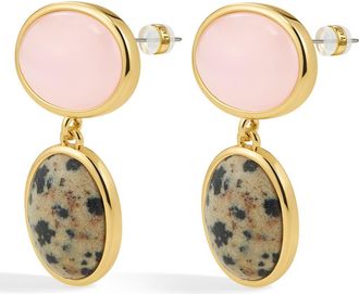 Luv AJ Rose Quartz & Dalmatian Jasper Drop Earrings in Gold at Nordstrom