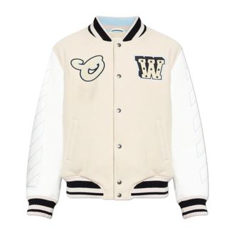 Off-white Insulated Bomber Jacket - Heren - Bomber jackets - Beige - S - Wol - Jassen