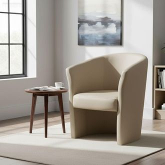 Dmora Dmora - Sill&oacute;n Tapizado En Ecopiel, Color Beige, Medidas 65 X 78 X 60 Cm, Con Embalaje Reforzado