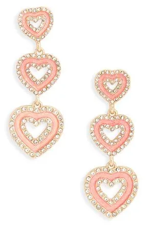 Leith Valentines Day Heart Linear Earrings in Pink Multi- Gold at Nordstrom Rack