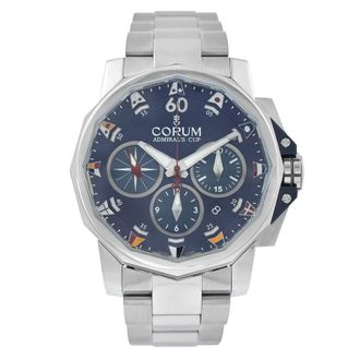 Corum Pre-owned Corum Admirals Cup Chronograph Automatic Blue Dial Mens Watch 753.693.20