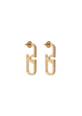 Valentino Garavani Vlogo Crystal-embellished Hoop Earrings - Gold - One Size