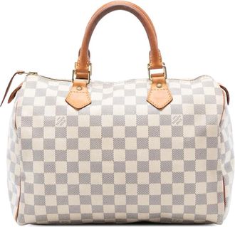 Louis Vuitton Borsa Speedy 30 Boston in tela Damier Azur 2011 - Bianco