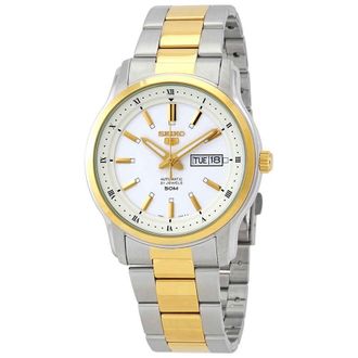 Seiko Series 5 Automatic White Dial Two-tone Mens Watch SNKP14K1S
