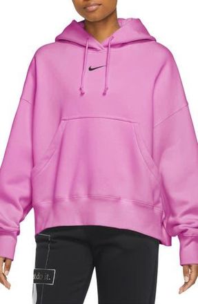 Nike Sportswear Phoenix Fleece Pullover Hoodie in Playful Pink/Black at Nordstrom Rack, Size Small