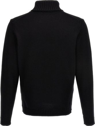 Zanone Ribbed Wool Turtleneck Sweater - Black