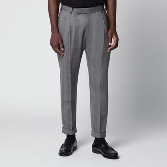 Pantaloni Torino Tailored slim-fit trousers with micro herringbone pattern