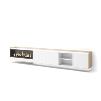 Skraut Home Skraut Home - Mueble Tv, Televisi&oacute;n, Muebles De Sal&oacute;n, Almacenaje, 315x35x50cm, Para Tv Hasta 80, Chimenea El&eacute;ctrica Xxl, Colgado, Suspendido, Led, Es