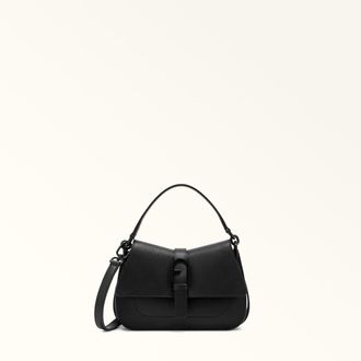 Furla Flow Top Handle Nero Black Claris Lux Calf Leather Woman