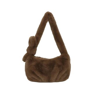 Generic Compatible For Fall Winter Large Womens Underarm Bag Commuter Oulder Coffee Color Fur Soft Handbag(Milk tea color plush bag)