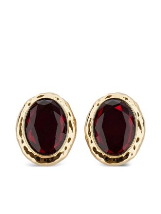 Self Portrait Hammered Gold Red Earrings