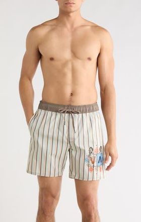 Rvca Jacobs Archive 17 Swim Trunks in Beige Multi at Nordstrom Rack, Size X-Large